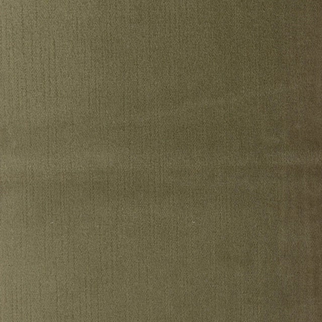 Transitional Bunny Williams Home Taj Stool in Moss Performance Velvet with French Brass Nail Heads For Sale - Image 3 of 3