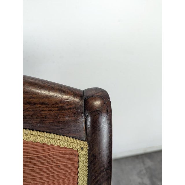 Wood Restoration Style Mahogany Armchair with Curved Armrests and Orange Fabric For Sale - Image 7 of 11
