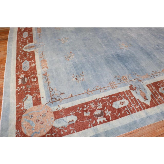 Palace Size Blue Antique Chinese Art Deco Rug, 11'11'' X 22'9'' For Sale - Image 4 of 12