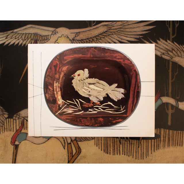 A stunning vintage period print of Pablo Picasso's ceramic Platter "Dove". Comes from an art folio published by Skira in...