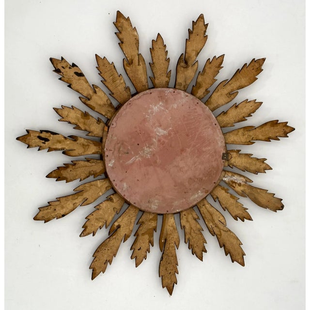 French Gilt Sunburst or Starburst Convex Mirror (Diameter 28 1/8) For Sale - Image 10 of 10