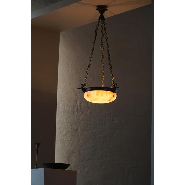Art Nouveau Alabaster Pendant Lamp, Denmark, 1900s For Sale - Image 11 of 12