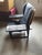 Armchair in Black Lacquered Wood with Black and Beige Padding, 1990s For Sale - Image 3 of 5