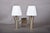 Modernist 2-Light Wall Sconce in Brass-Toned Metal with White Pleated Shades, 1950s For Sale - Image 4 of 5