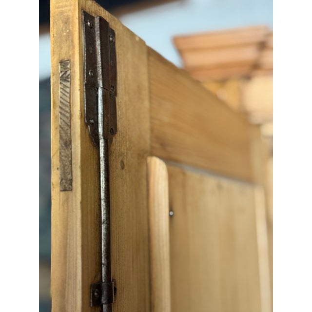 Wood 19th Century French Provincial Pine Armoire W/ Carved Details and Internal Drawers | Circa 1860 For Sale - Image 7 of 18