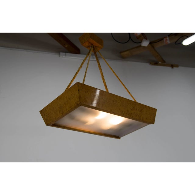 Mid-Century Pendant in Wood and Glass by Krasna Jizba, 1950s For Sale - Image 3 of 9