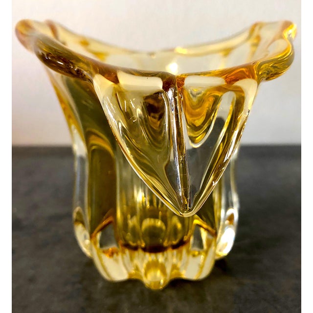 Murano Glass Waterfall Vase Pale Yellow Chairish