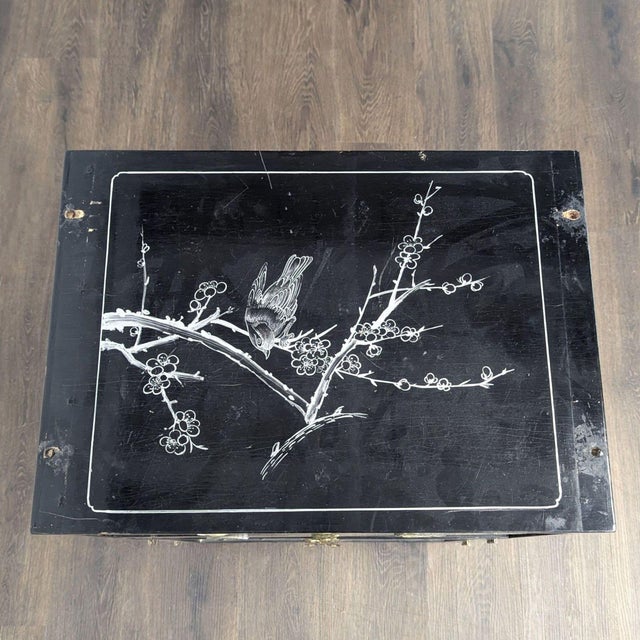 Wood Vintage Lacquered Chinese Cabinet For Sale - Image 7 of 11
