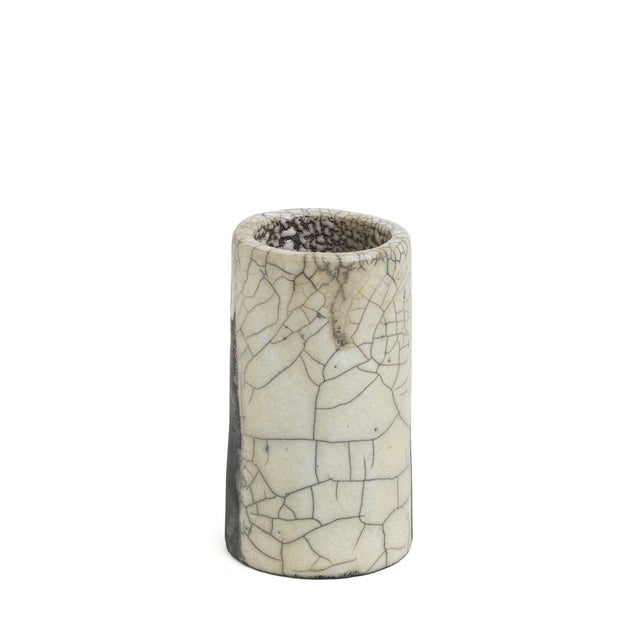 Early 21st Century Japanese Modern Black White Crackle Raku Ceramic Magma Pen Holder by Laab Milano For Sale - Image 5 of 7