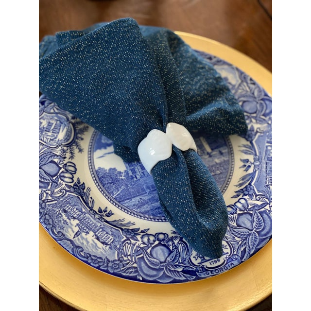 Ceramic Vintage Sigma Bone China White Shell Napkin Rings- Set of Six For Sale - Image 7 of 7