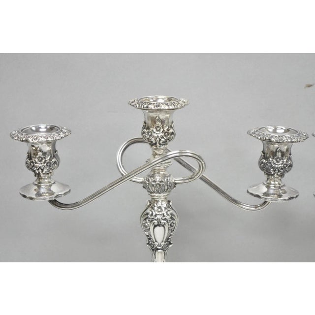 International Silver Vintage International Silver Co Countess Silver Plated 3 Arm Candelabra - Pair For Sale - Image 4 of 17