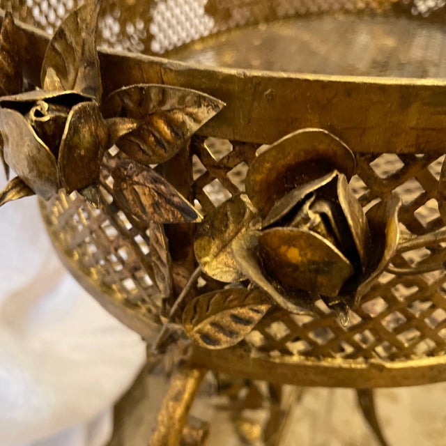 Gold Antique Cast Iron Floral Jardiniere For Sale - Image 8 of 10