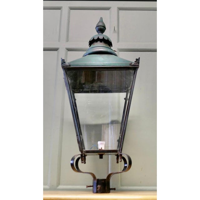 Metal Large Copper Lantern Street Light, 1900 For Sale - Image 7 of 8