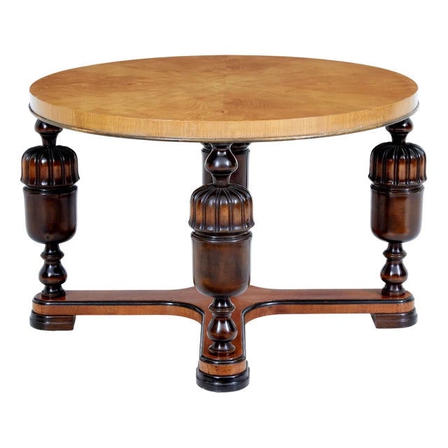 Art Deco Birch and Elm Circular Coffee Table, 1930s For Sale
