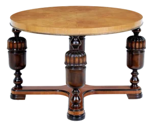 Art Deco Birch and Elm Circular Coffee Table, 1930s