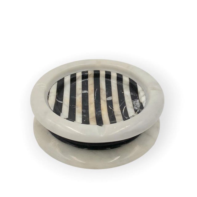 Black and White Marble Inlays Ashtray, 1970s For Sale - Image 12 of 18