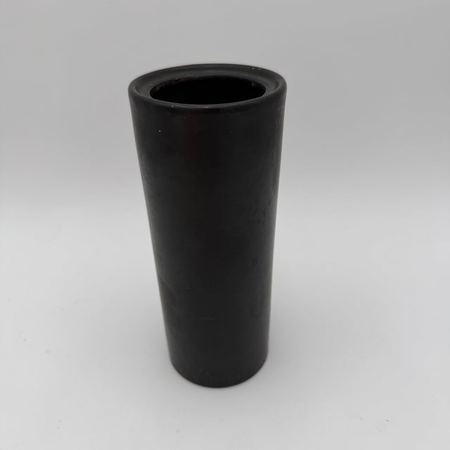 Vintage Hyalyn 314 Matte Black MCM Cylinder Vase For Sale In Dallas - Image 6 of 7