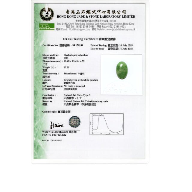 10 Carat Vintage Natural Jadeite Jade in Carved 18k Gold Oval Ring, Size 6 For Sale - Image 9 of 9