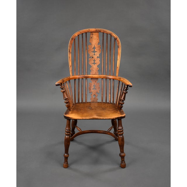 19th Century English Yew & Elm High Back Windsor Chair, 1820s For Sale - Image 3 of 14