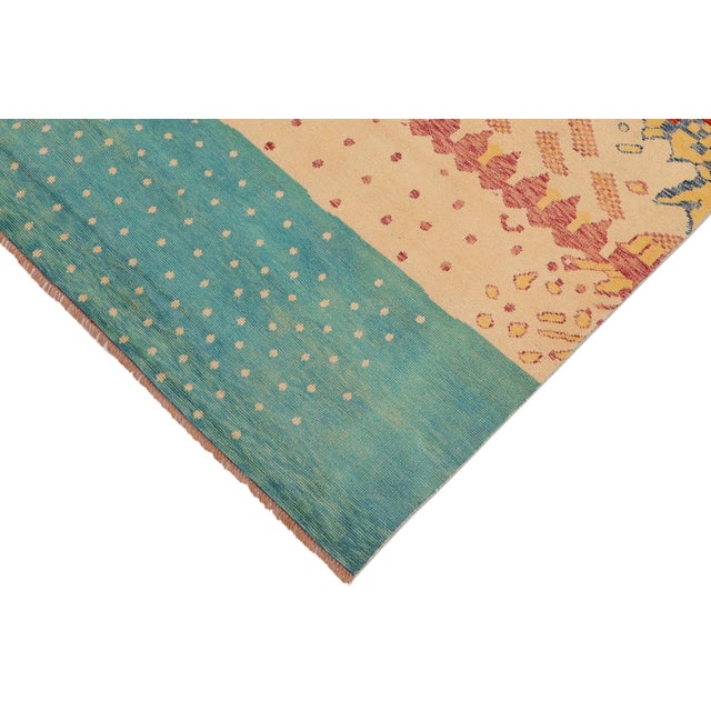 Boho Chic Balochi Rust/Blue Wool Rug - 4'9''x8'0'' For Sale - Image 4 of 11