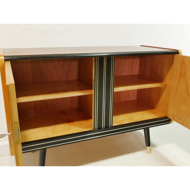 Black Mid-Century Modern German Sideboard in Walnut and Birch Veneer, 1960s For Sale - Image 8 of 12