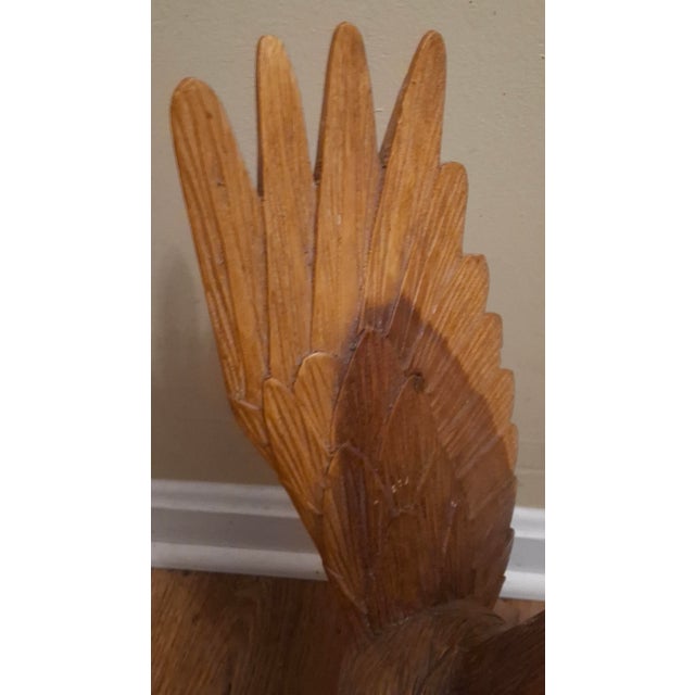 Tan Hand-Carved Single-Piece Figure of an Eagle on Wood Plinth, Circa 1950s For Sale - Image 8 of 14