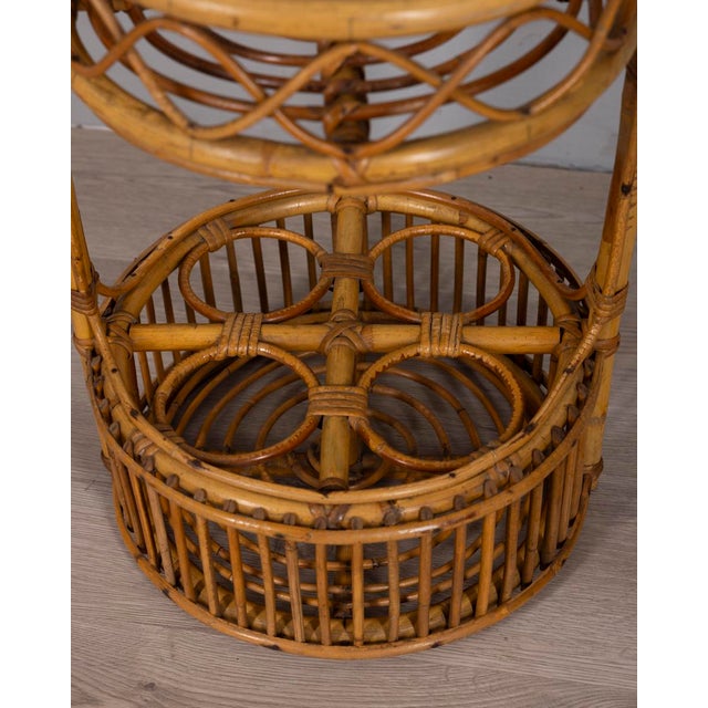 1960s Vintage Italian Bamboo Bar Basket, 1960s For Sale - Image 5 of 11