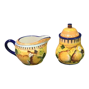Late 20th Century Tuscan Style Mediterranean Pear Creamer & Sugar Set by Heritage Mint