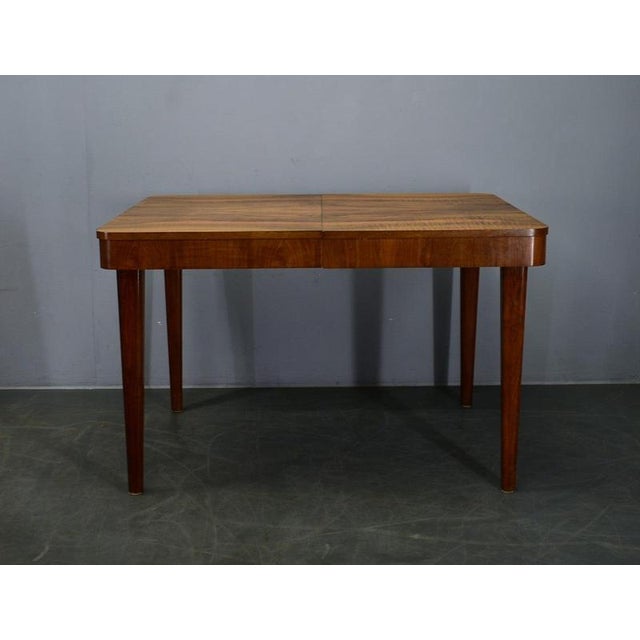 Extendable Dining Table in Walnut by Jindrich Halabala, Czechoslovakia, 1940s For Sale - Image 4 of 18