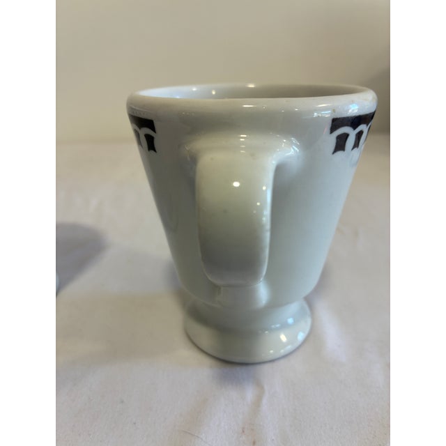 Vintage Sterling Vitrified China Black Rimmed Pedestal Mugs, Set of 2, Restaurant Ware For Sale - Image 10 of 12