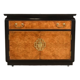 Raymond Sobota for Century Furniture Hollywood Regency Chinoiserie Flip-Top Buffet Server or Bar Cart | Circa 1970s For Sale