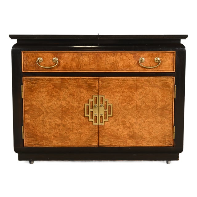Raymond Sobota for Century Furniture Hollywood Regency Chinoiserie Flip-Top Buffet Server or Bar Cart | Circa 1970s For Sale