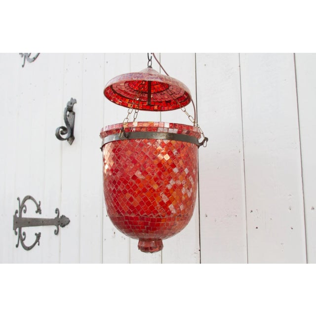 Ruby Pendant Mosaic Lantern For Sale - Image 4 of 7