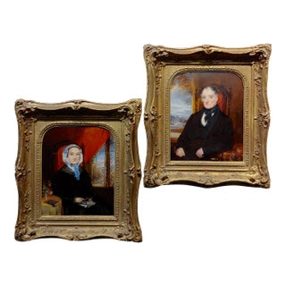 19th Century Husband & Wife English Portraits -Oil Painting - a Pair For Sale