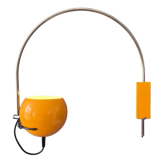 Vintage Yellow Arc Eyeball Wall Lamp by Herda For Sale