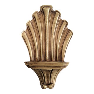 Vintage Scalloped Rocaille Shell Style Gilded Gold Decorative Wall Bracket For Sale