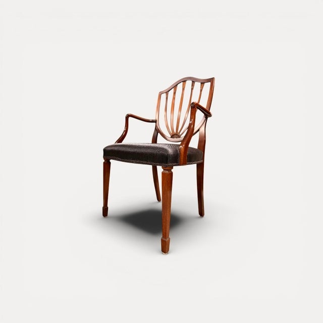 Black Mid-20th Century Hepplewhite Style Shield Back Armchair For Sale - Image 8 of 8