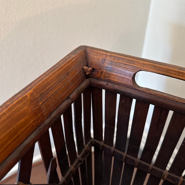 Wood Vintage 1970s Bamboo & Rattan Magazine Rack For Sale - Image 7 of 9