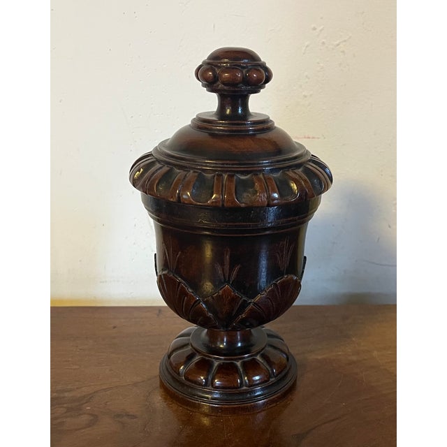 Antique 19th Century English Regency Carved Treen Mahogany Urn For Sale - Image 12 of 12