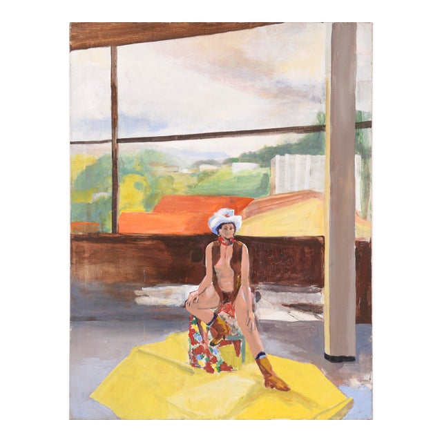 Cowgirl in the Studio - Figurative Study in Oil on Canvas For Sale