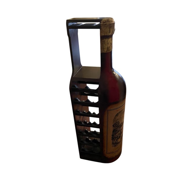 Wood Vintage Oversized Wine Bottle Bar Cabinet / Wine Rack – 14 Bottle Storage With Stemware Holder For Sale - Image 7 of 7