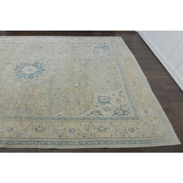 Textile 1970s Vintage Persian Handmade Wool Cotton Beige Area Rug For Sale - Image 7 of 11