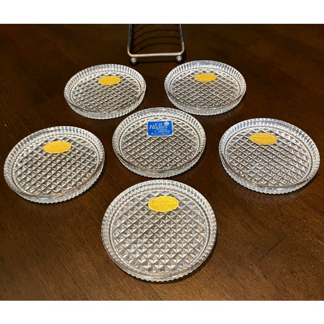 Vintage West German Lead Crystal Coaster Set in Metal Rack For Sale - Image 10 of 15