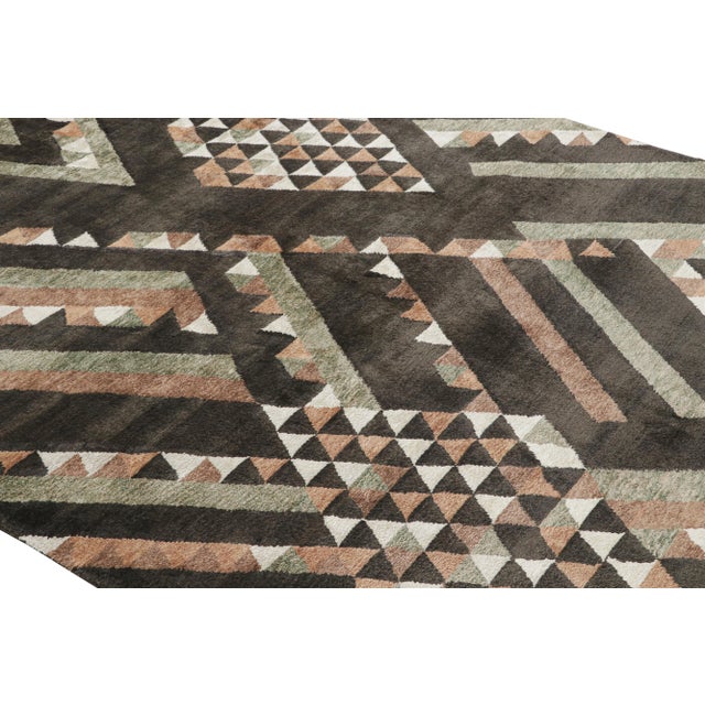 Rug & Kilim Rug & Kilim’s Scandinavian Style Rug in Brown Geometric Pattern For Sale - Image 4 of 8