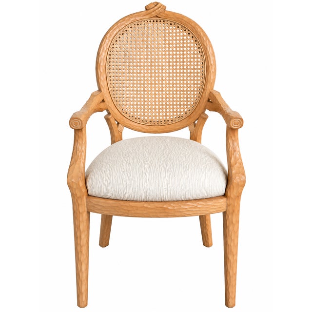 French Country Vintage French Faux Bois and Cane Dining Chairs and Glass Table (6 Chairs & 2 Chairs With Arms) For Sale - Image 3 of 3