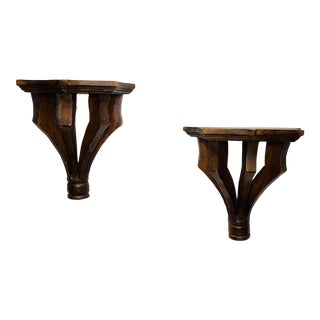 Wooden Regency Style Wall Brackets With Scalloped Shelf - a Pair For Sale