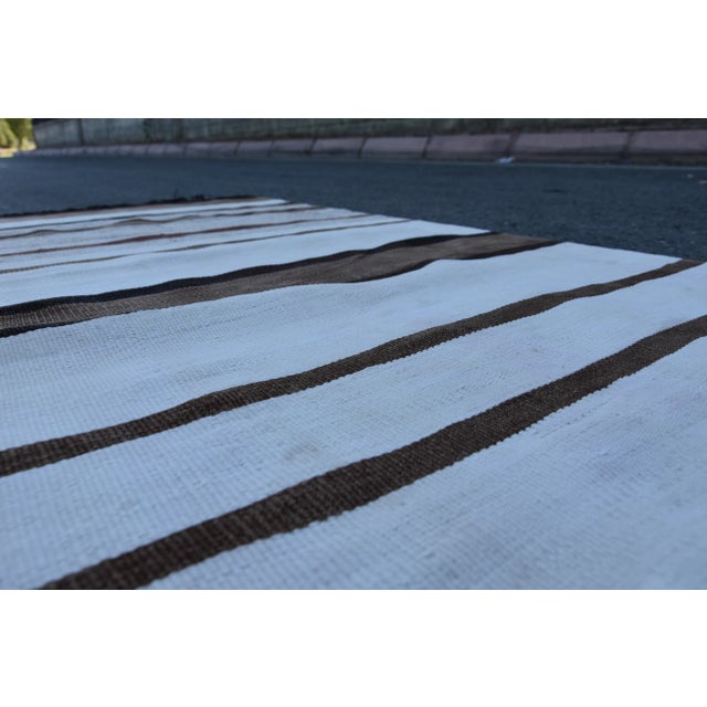 Textile 1970s Scandinavian Hand Knotted White Runner Rug For Sale - Image 7 of 11