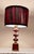 1990s Vintage Red and Black Ceramic Table Lamp with Brass Details and Fabric Shade, 1990s For Sale - Image 5 of 10
