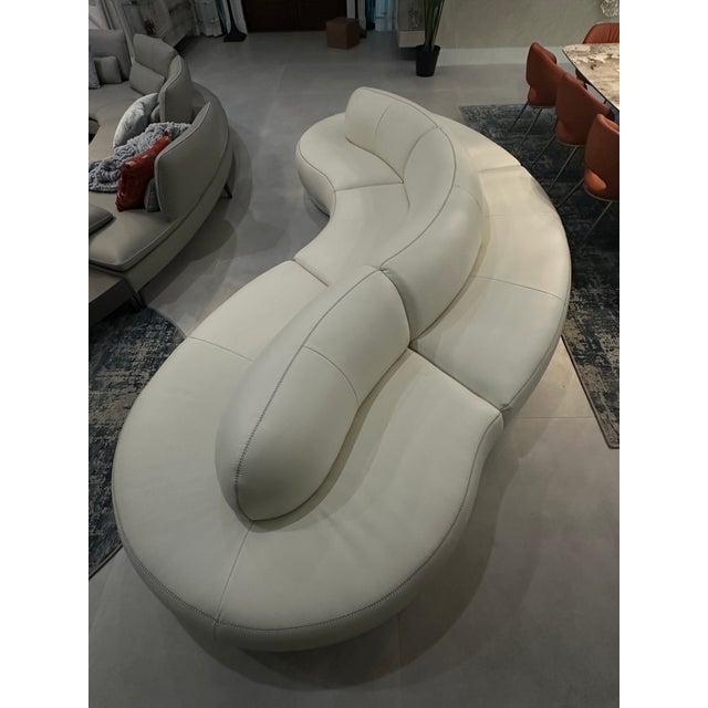 Contemporary White Leather Sectional For Sale In West Palm - Image 6 of 6