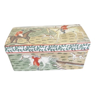 Equestrian Fox Hunting Porcelain Box For Sale